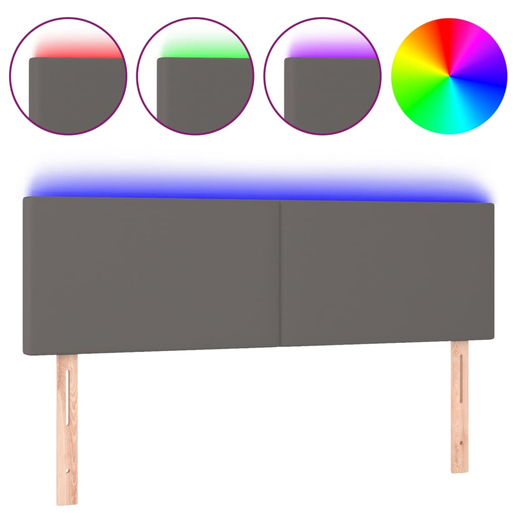 szürke műbőr LED-es fejtámla 144 x 5 x 78/88 cm (3121426)