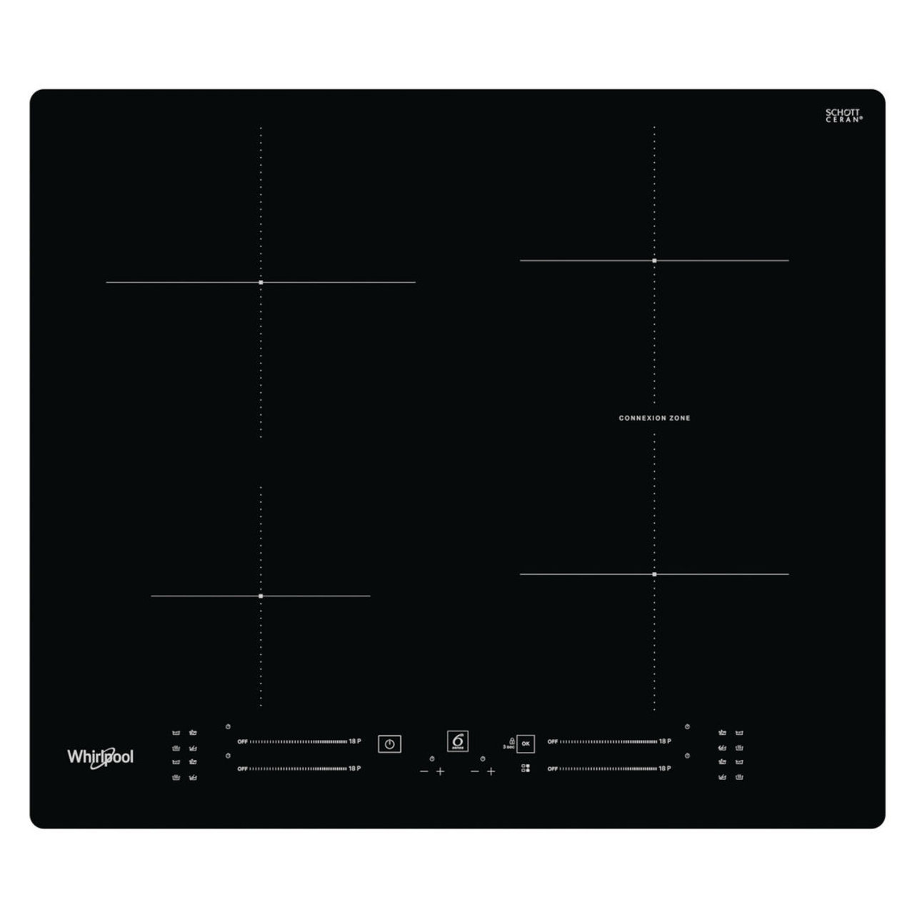 Whirlpool WB S2560 NE Fekete Beépített 59 cm Zónás indukciós főzőlap 4 zóna (WB S2560 NE)