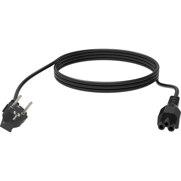 Kabel zasilający Vision VISION Professionelles, installationstaugliches Netzkabel, Kleeblatt auf EU-Stecker - 30 JAHRE GARANTIE -250 V - 10 A - IEC 60320 C5 (Kleeblatt") auf EU-CEE-7/7-Stecker - Aussendurchmesser 7,1 mm - 3 m - schwarz