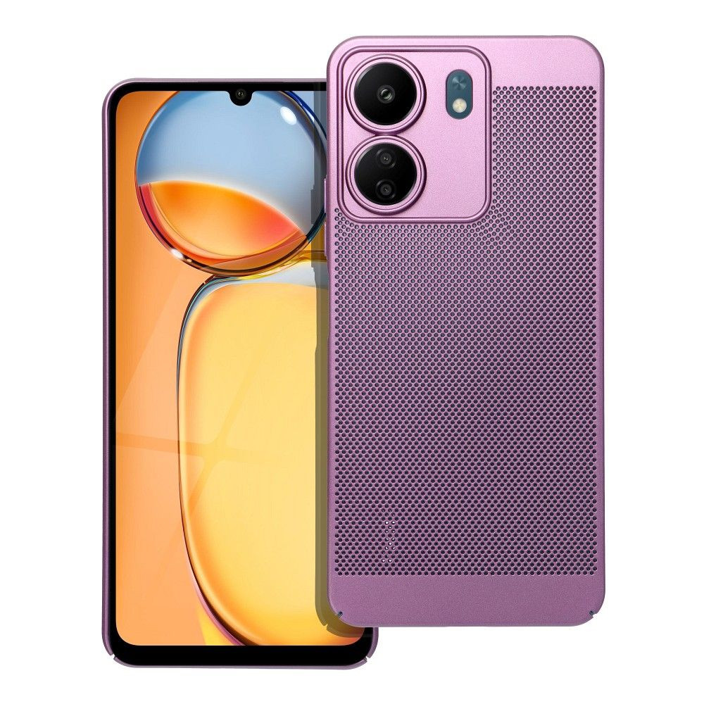 Xiaomi Redmi 13C 4G / Poco C65, Műanyag hátlap védőtok, légáteresztő, lyukacsos minta, Breezy, lila (5903396256691)