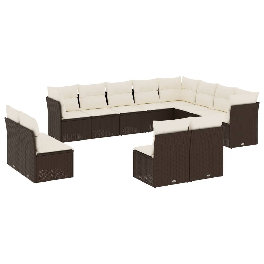 12 részes barna polyrattan kerti ülőgarnitúra párnákkal (3218473)