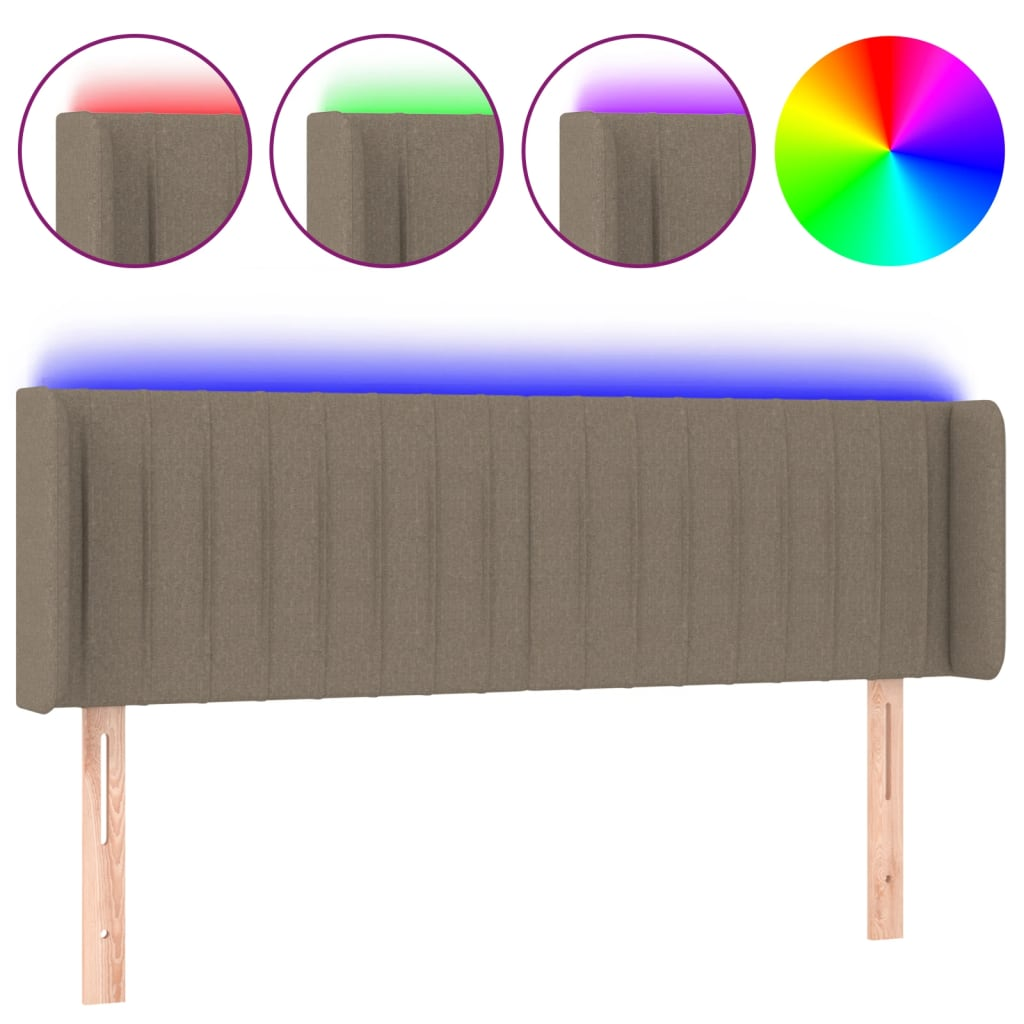 tópszínű szövet LED-es fejtámla 147 x 16 x 78/88 cm (3123476)