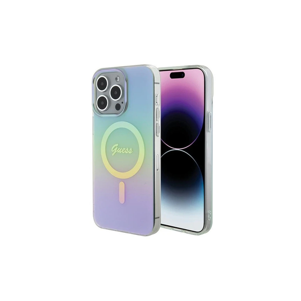 Guess GUHMP15LHITSQ iPhone 15 Pro 6.1 készülékhez IML Iridescent kemény tok türkiz