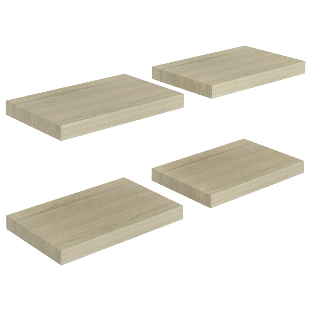 4 db tölgyszínű MDF lebegő fali polc 40 x 23 x 3,8 cm (323870)