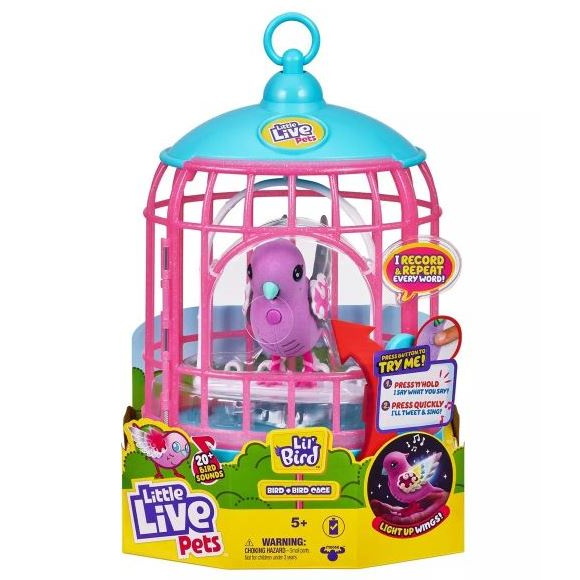 Little Live Pets Polly Pearl, az interaktív lila papagáj kalitkában (LLP26404) (LLP26404)