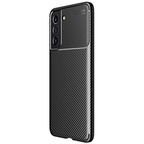Gigapack Samsung Galaxy S21 FE (SM-G990) karbon mintás szilikon tok fekete (GP-129630) (GP-129630)