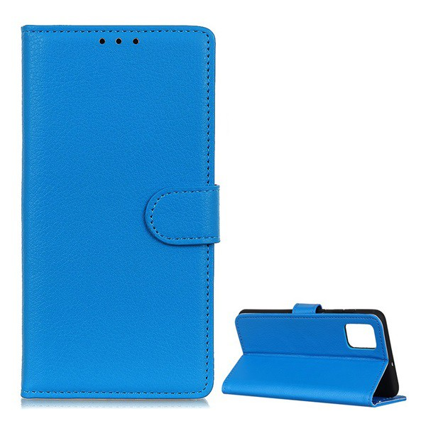 Tok álló, bőr hatású (FLIP, oldalra nyíló, asztali tartó funkció, prémium) VILÁGOSKÉK [Xiaomi Mi 10T Pro 5G] (5996591014586)