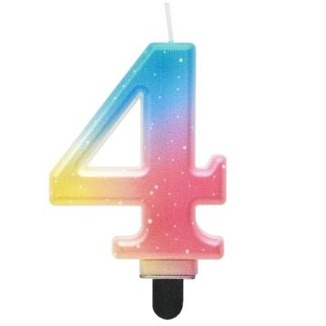 Godan Beauty and Charm: Szivárvány színű pasztell számgyertya - 4 (SF-OPA4) (SF-OPA4)