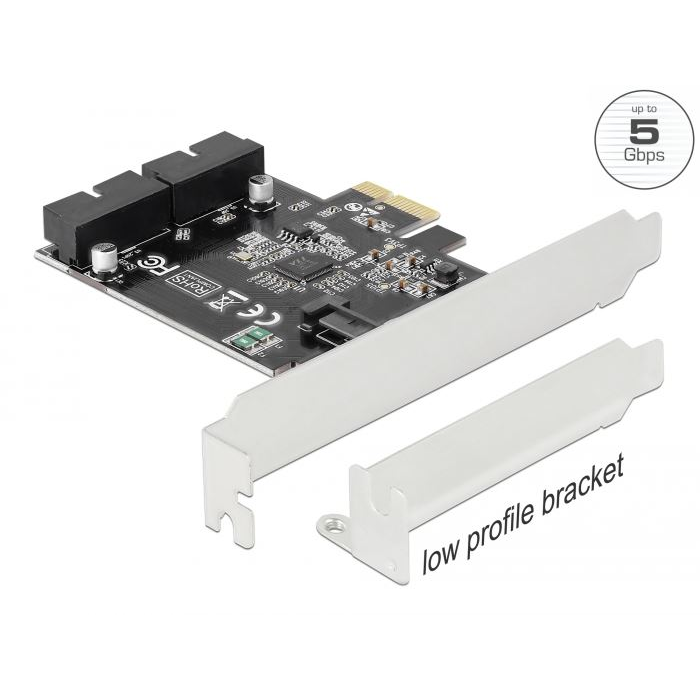 Delock PCI Express x1 kártya 2 x belső USB 3.0 tűfejes csatlakozóhoz (90387) (del90387)
