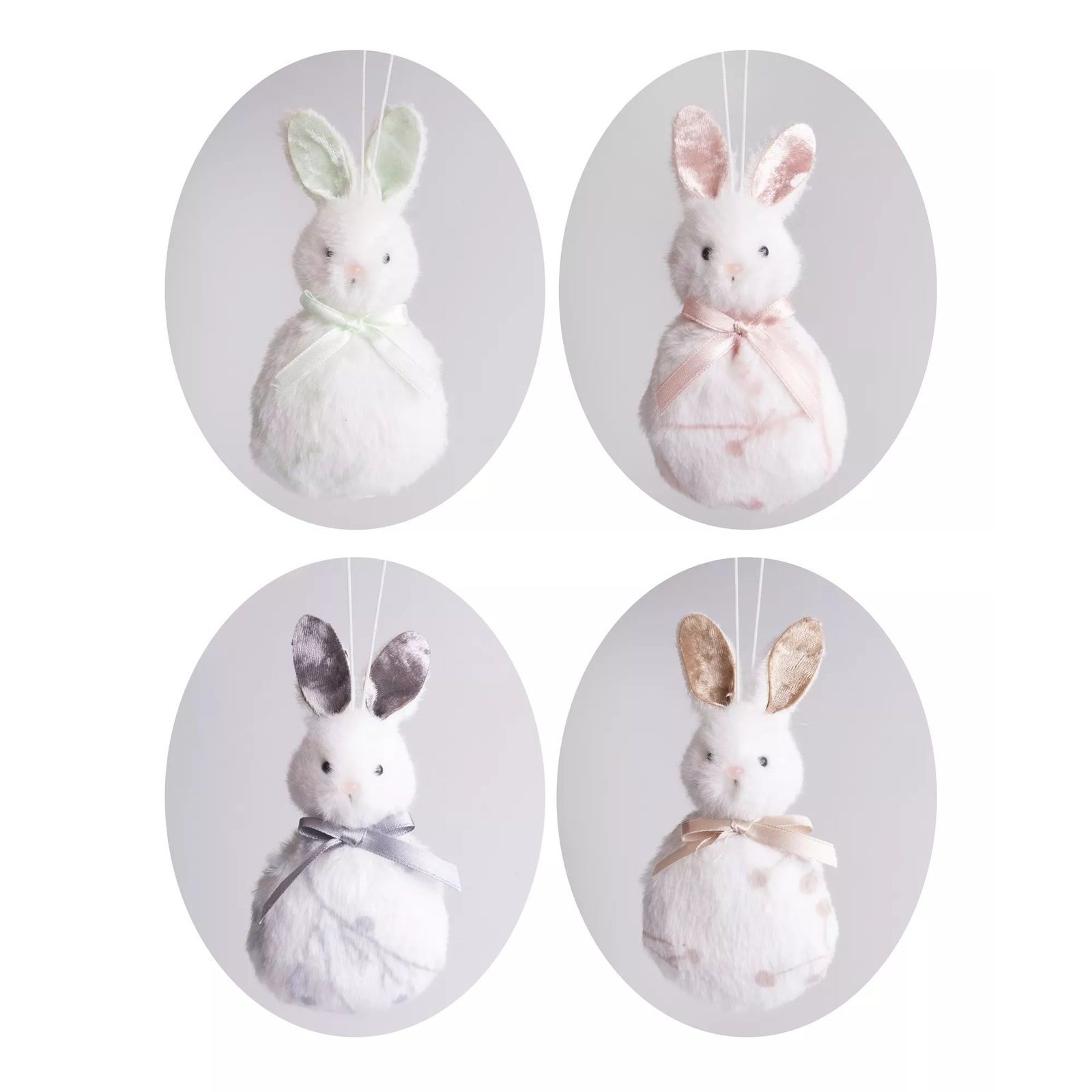 QX Toys Felakasztható 11 cm magas masnis nyuszi dekoráció - Többféle (068467)