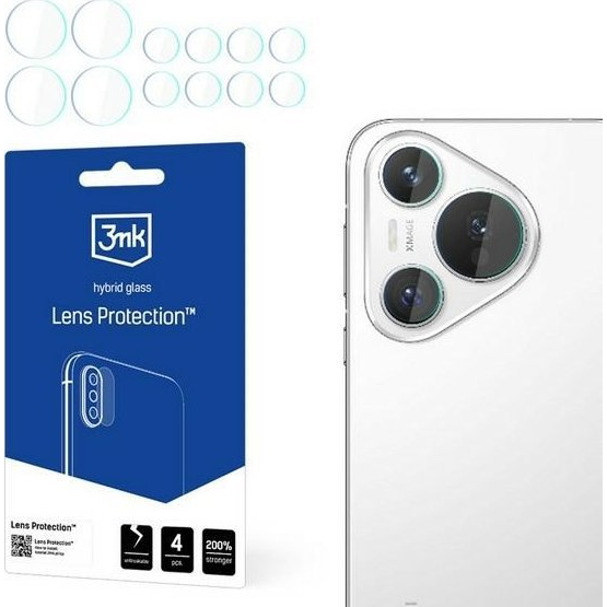 Folie protectie camera telefon, 3MK, pentru Huawei Pura 70 Pro/70 Pro Plus, Sticla hibrid, Transparent