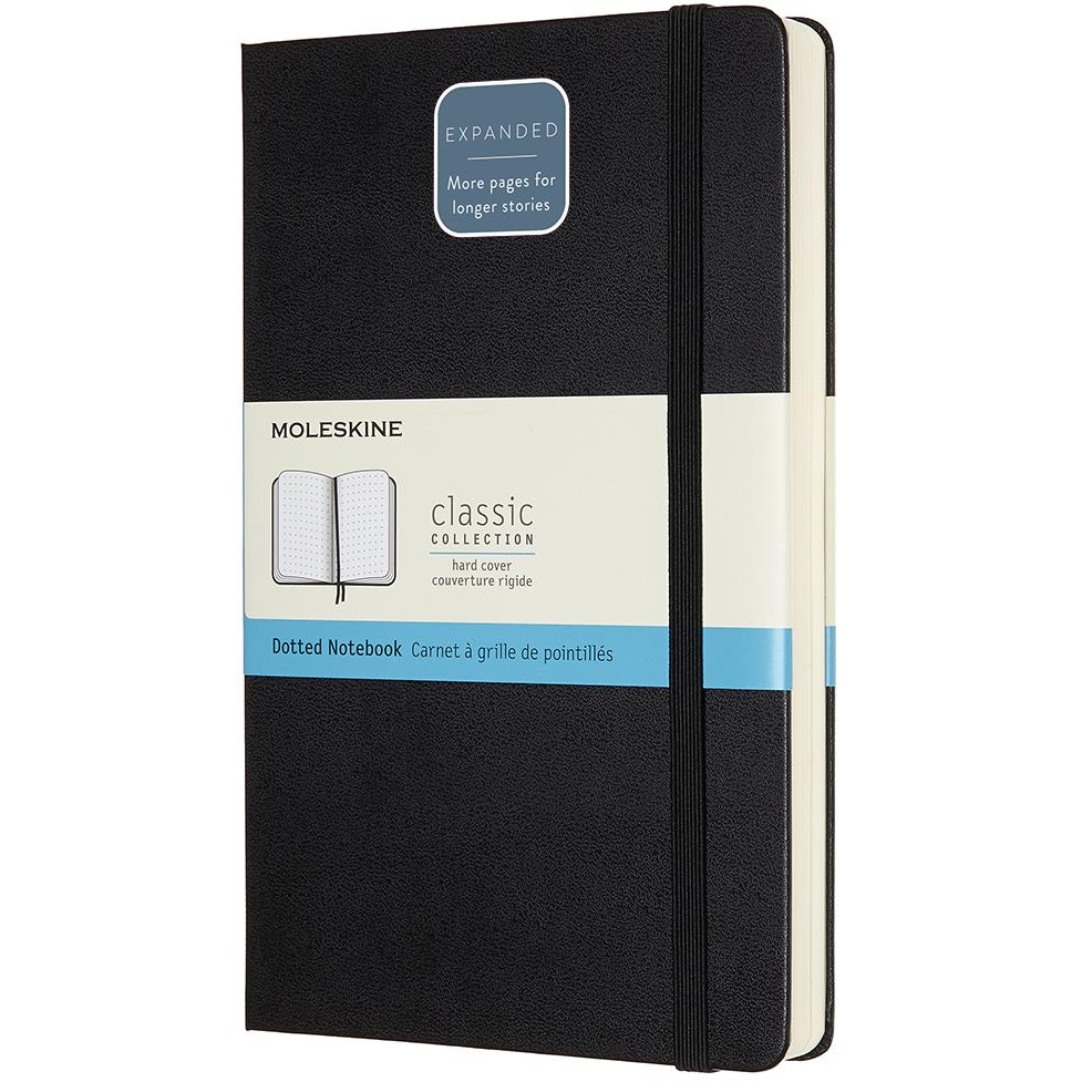 MOLESKINE L expanded, kemény kötés, pontozott, fekete (QP066EXP)