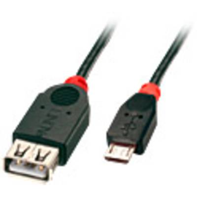 LINDY USB 2.0 Csatlakozókábel [1x USB 2.0 dugó, mikro B típus - 1x USB 2.0 alj, A típus] 1.00 m Fekete OTG funkcióval