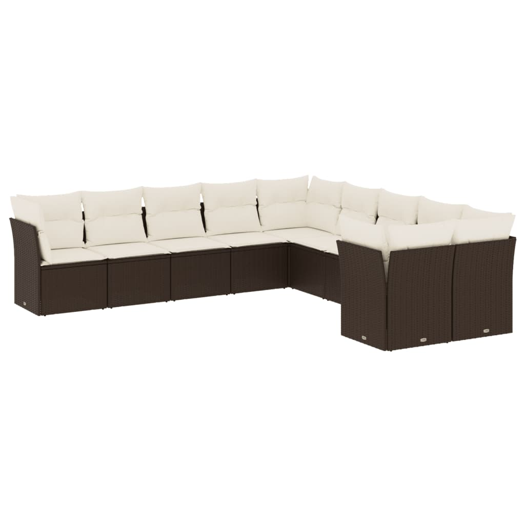 10 részes barna polyrattan kerti ülőgarnitúra párnákkal (3250082)
