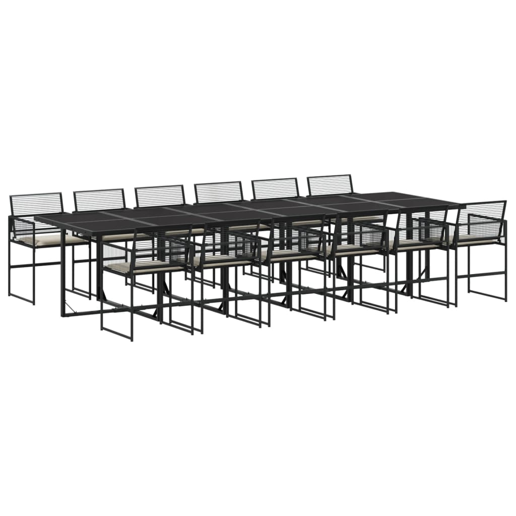 13 részes fekete polyrattan kerti ülőgarnitúra párnákkal (3295012)