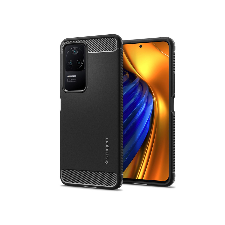 Xiaomi Poco F4 ütésálló hátlap - Spigen Rugged Armor - fekete (SP0178)