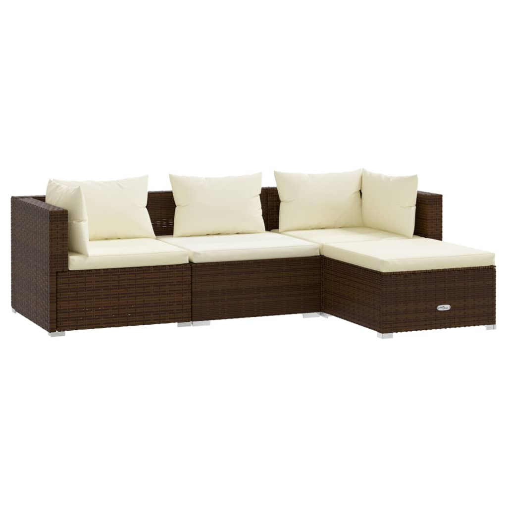 4 részes barna polyrattan kerti ülőgarnitúra párnákkal (3101642)