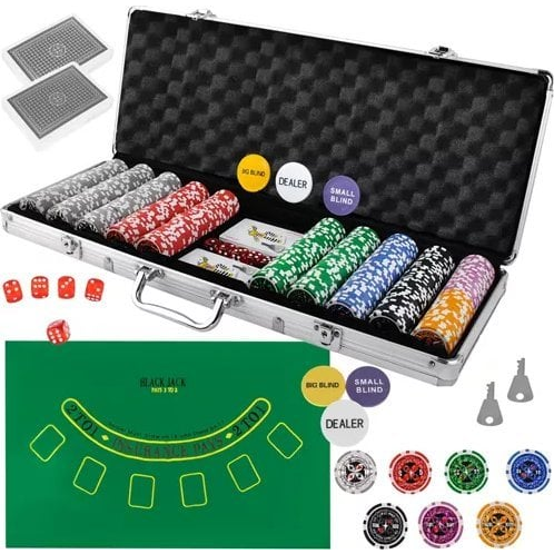 XXL Texas Holdem poker set 500 žetonov v alu. kovčku