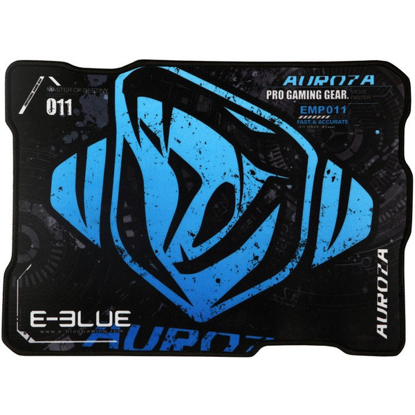 Геймърска подложка за мишка, лого, 365x256 мм, черно/синьо