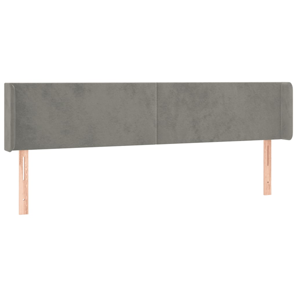 Tăblie de pat cu aripioare gri deschis 183x16x78/88 cm catifea