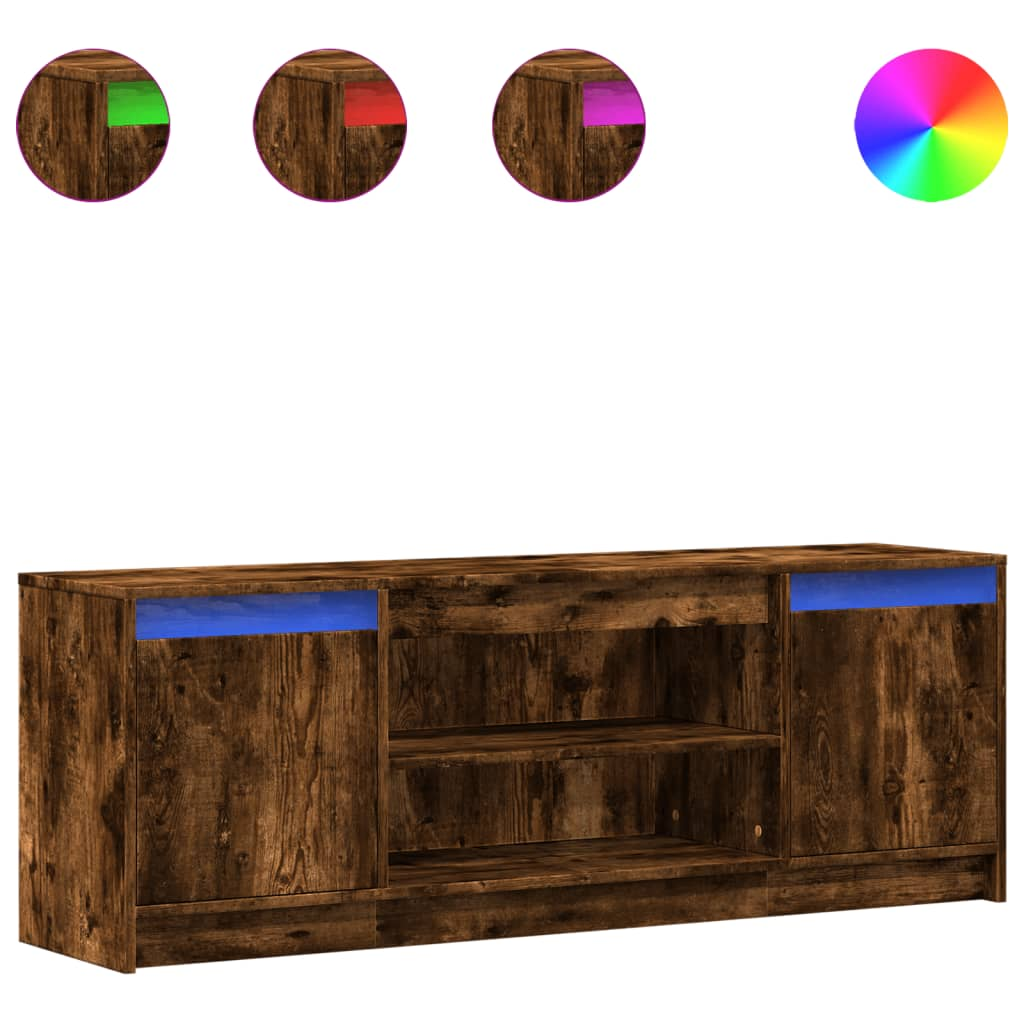 füstös tölgy színű szerelt fa LED-es TV-szekrény 139,5x34x50 cm (852198)