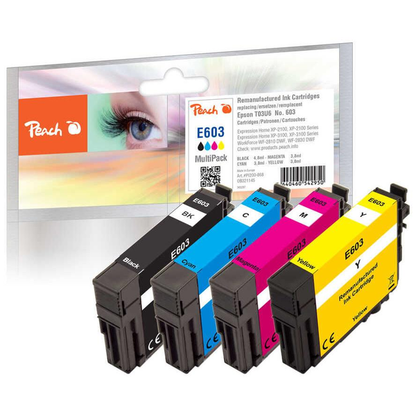 Peach PI200-868 inktcartridge 4 stuk(s) Compatibel Normaal rendement Zwart, Cyaan, Magenta, Geel
