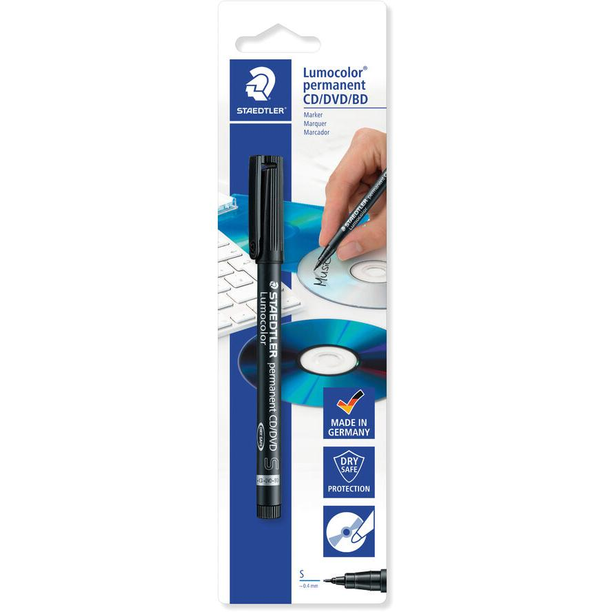 Staedtler Lumocolor 0,4mm CD/DVD Marker (10 db/csomag) - Fekete (310-9CDBKD)