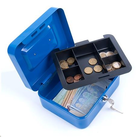  Donau Kasetka na pieniądze DONAU, mała, 152x80x115mm, niebieska