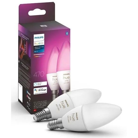 Philips Hue White and Color Ambiance LED fényforrás E14 6W 2db/cs (929002294205) (929002294205)