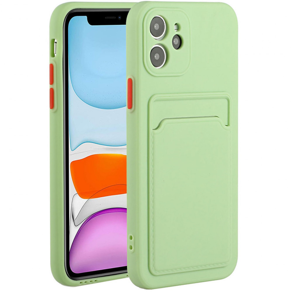 Samsung Galaxy A22 4G SM-A225F, Силиконов калъф, с картодържател, Wooze Card Slot, светло зелен (104091)