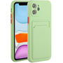 Samsung Galaxy A22 4G SM-A225F, Силиконов калъф, с картодържател, Wooze Card Slot, светло зелен (104091)