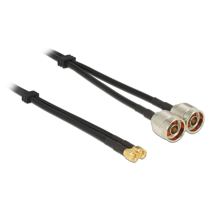 Delock 2db N -> 2db SMA F/F antenna kábel 5m fekete RG-58 C/U (89467)