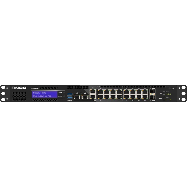 QNAP QGD-1602-C3758-16G netværksswitch Administreret L2 2.5G Ethernet (100/1000/2500) Sort, Grå