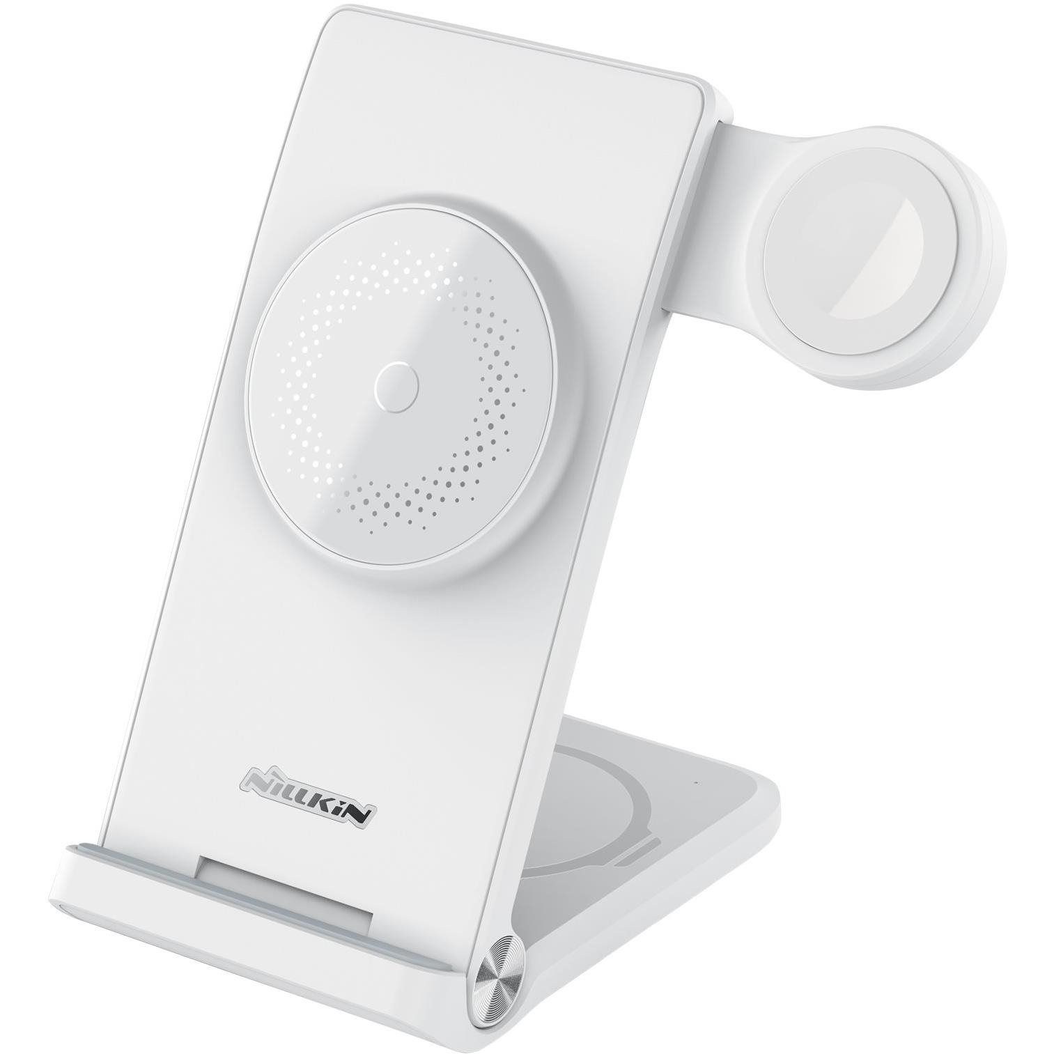 Nillkin PowerTrio 3 az 1-ben MagSafe vezeték nélküli töltő Apple Watch-hoz White (MFI) (6902048256989)