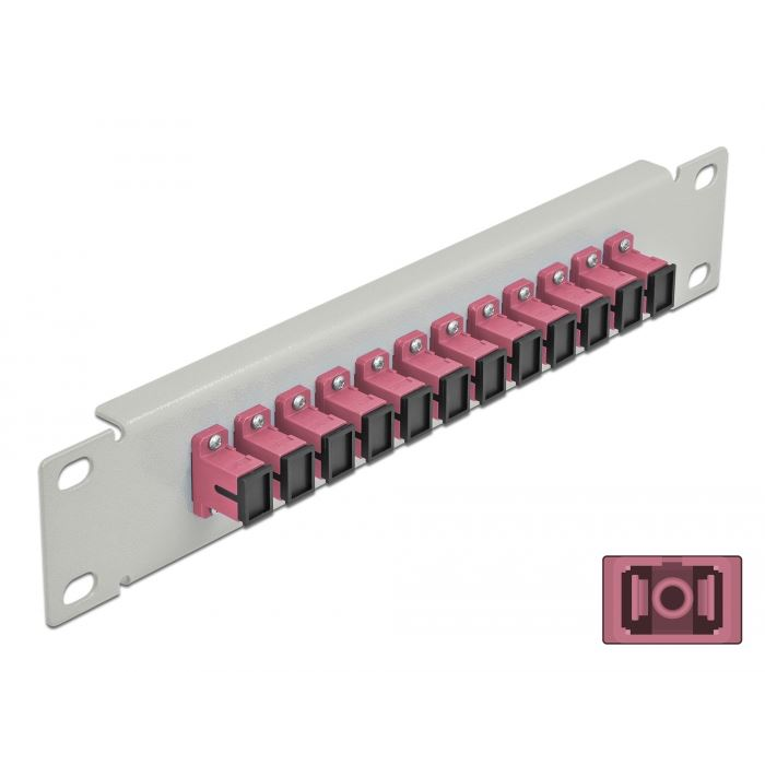 Delock 10 üvegszálas patch panel 12 portos SC Simplex 1U ibolya szürke (66785) (DE66785)
