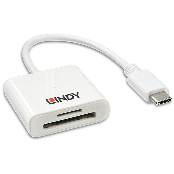 Lindy 43185 четец на карти USB 3.2 Gen 1 (3.1 Gen 1) Type-C Бяла