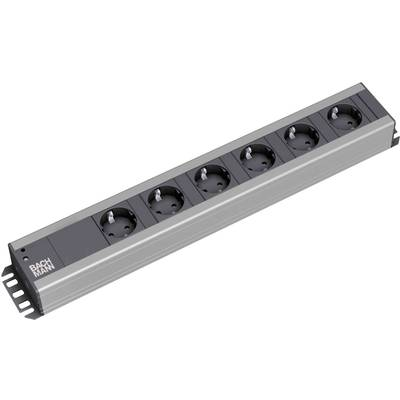 Distribuitor de retea pentru dulap rack de 19 inchi, 6 sectiuni, negru/antracit, Bachmann Electric 300000 (300000)