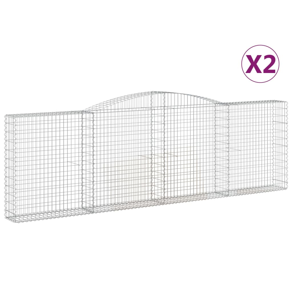 2 db íves horganyzott vas gabion kosár 400x30x120/140 cm (3146879)