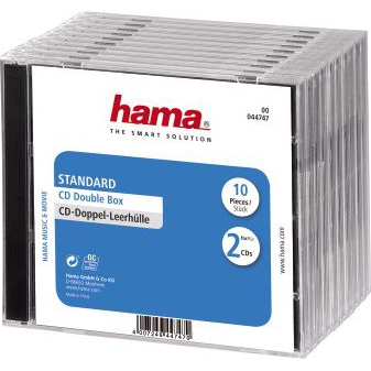 Hama CD Double Jewel Case Standard, Pack 10 2 discos Transparente