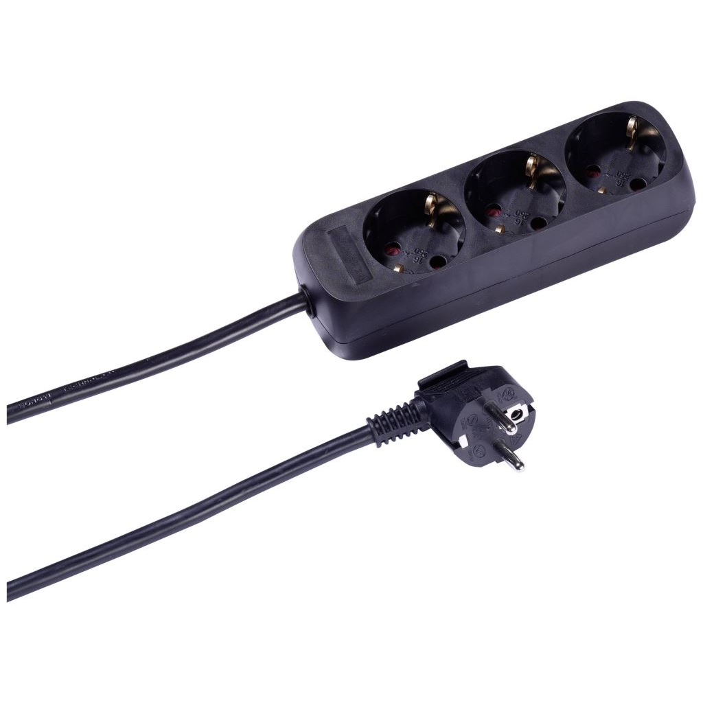 Vivanco 61153 Hálózati elosztó 3 részes Fekete Védőérintkezős 5m (v61153)