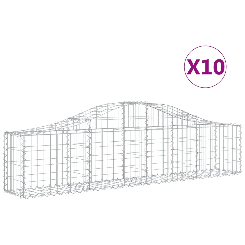 10 db íves horganyzott vas gabion kosár 200x30x40/60 cm (3145375)