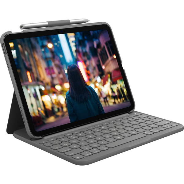 Logitech Slim Folio QWERTY UK engelsk Bluetooth Grå