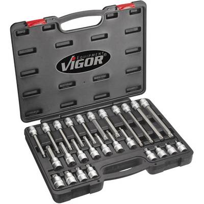 Vigor V1918 Juego De Llaves De Vaso Destornillador Con Dentado Interno (xzn) ∙cuadrado Hueco 1/2 Pulgadas (12,5 Mm) ∙ Perfil Con Estriado Interior Xzn ∙ M5 – M16 ∙ Número De Herramientas: 26