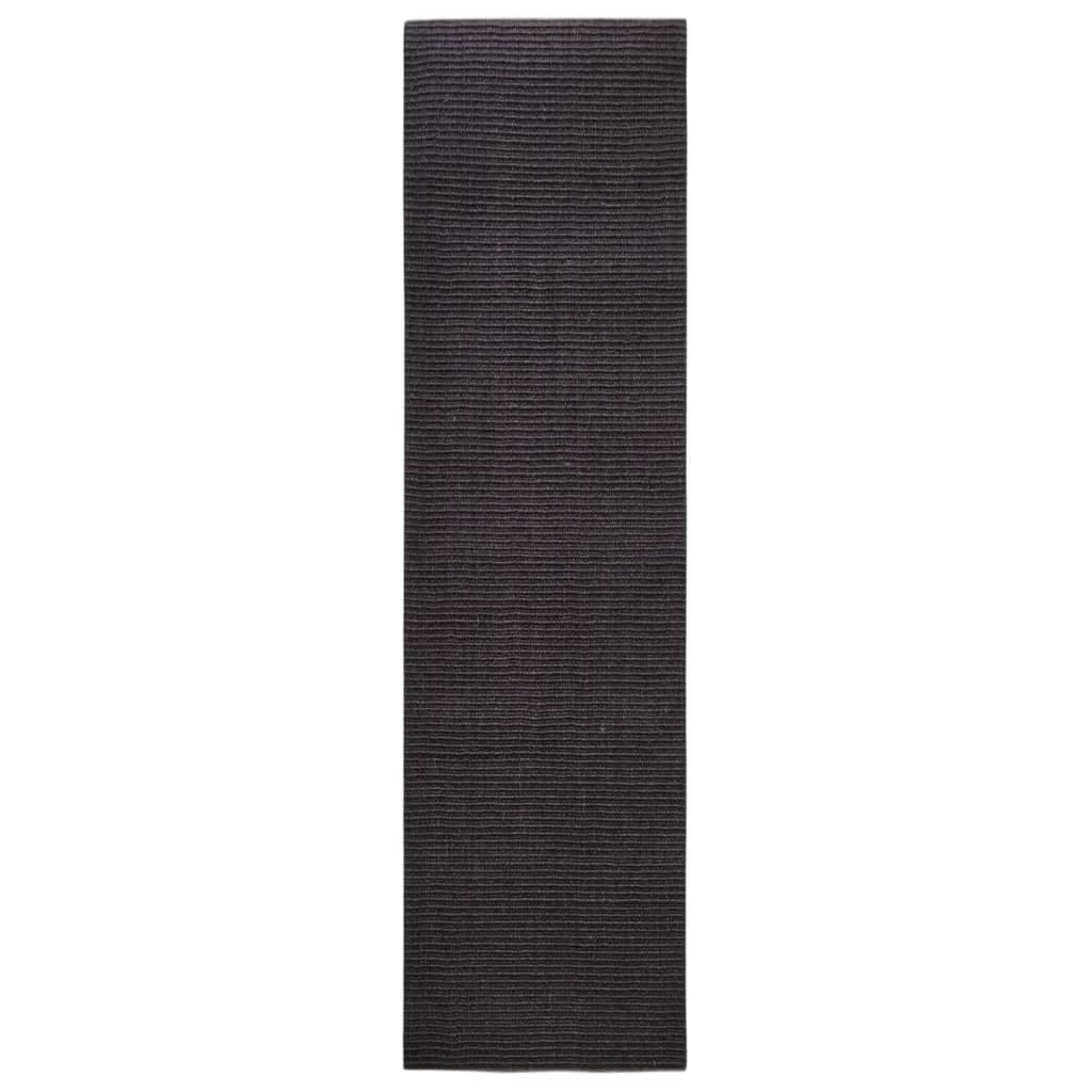 fekete természetes szizálszőnyeg 80x300 cm (136326)