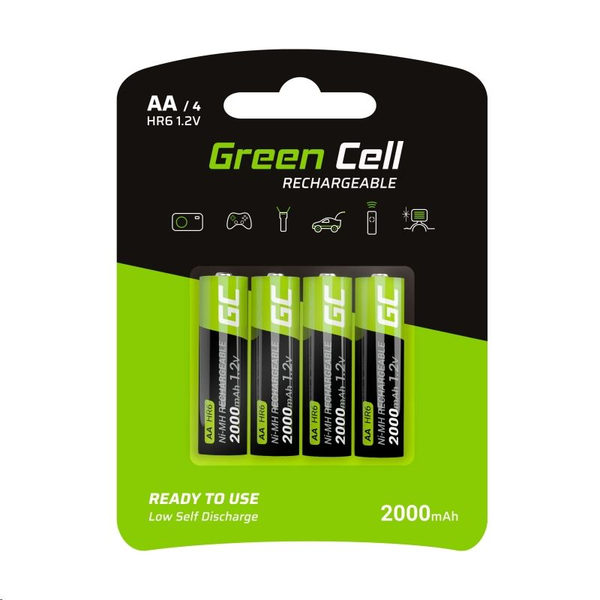 Incarcator baterii, Green Cell, AA R6, 2000mAh, 4 buc