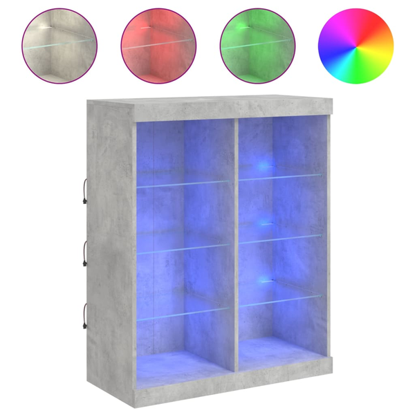 Servantă cu lumini LED, gri beton, 81x37x100 cm