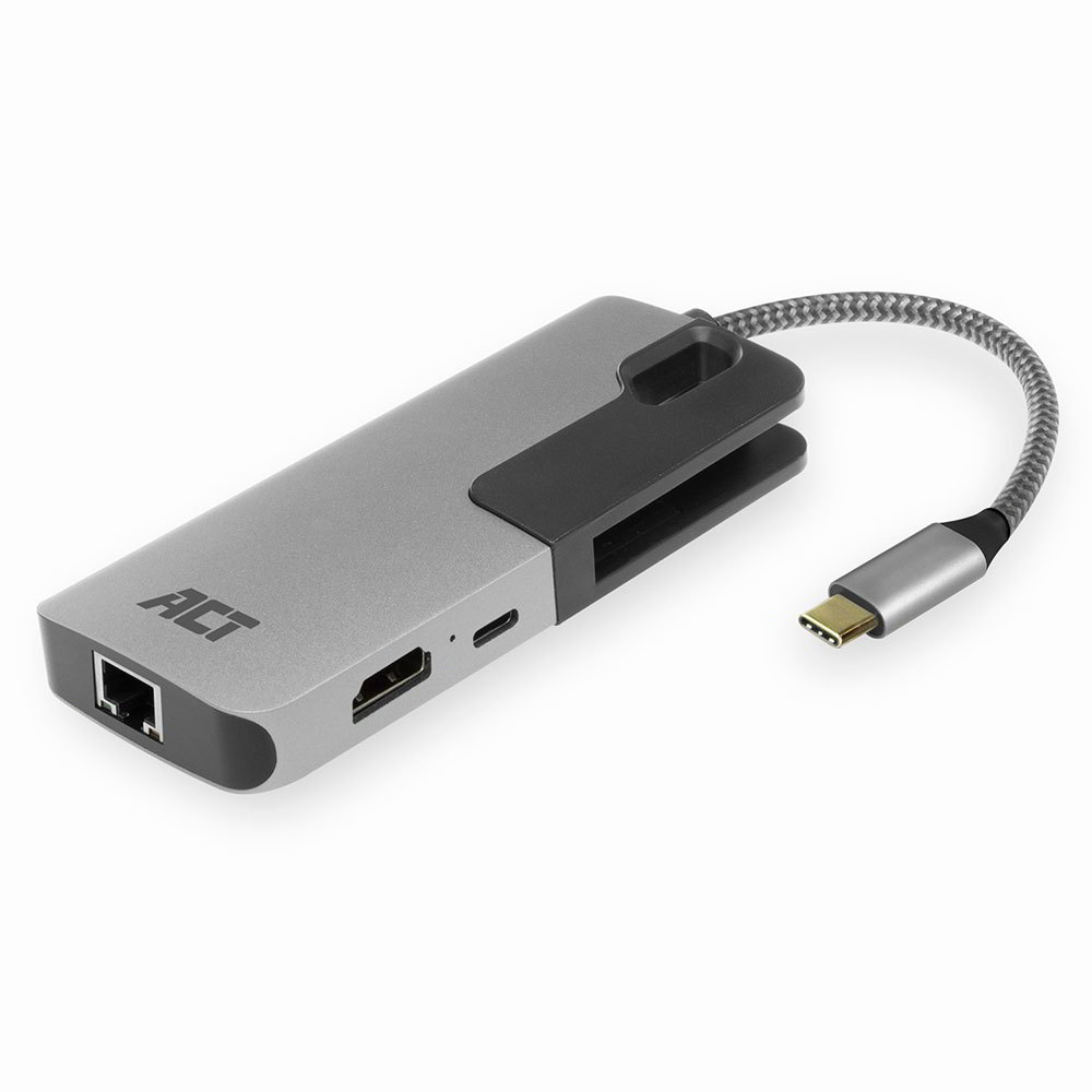 ACT AC7042 dokovacia stanica a replikátor portov Kábel USB 3.2 Gen 1 (3.1 Gen 1) Type-C Čierna, Šedá (AC7042)