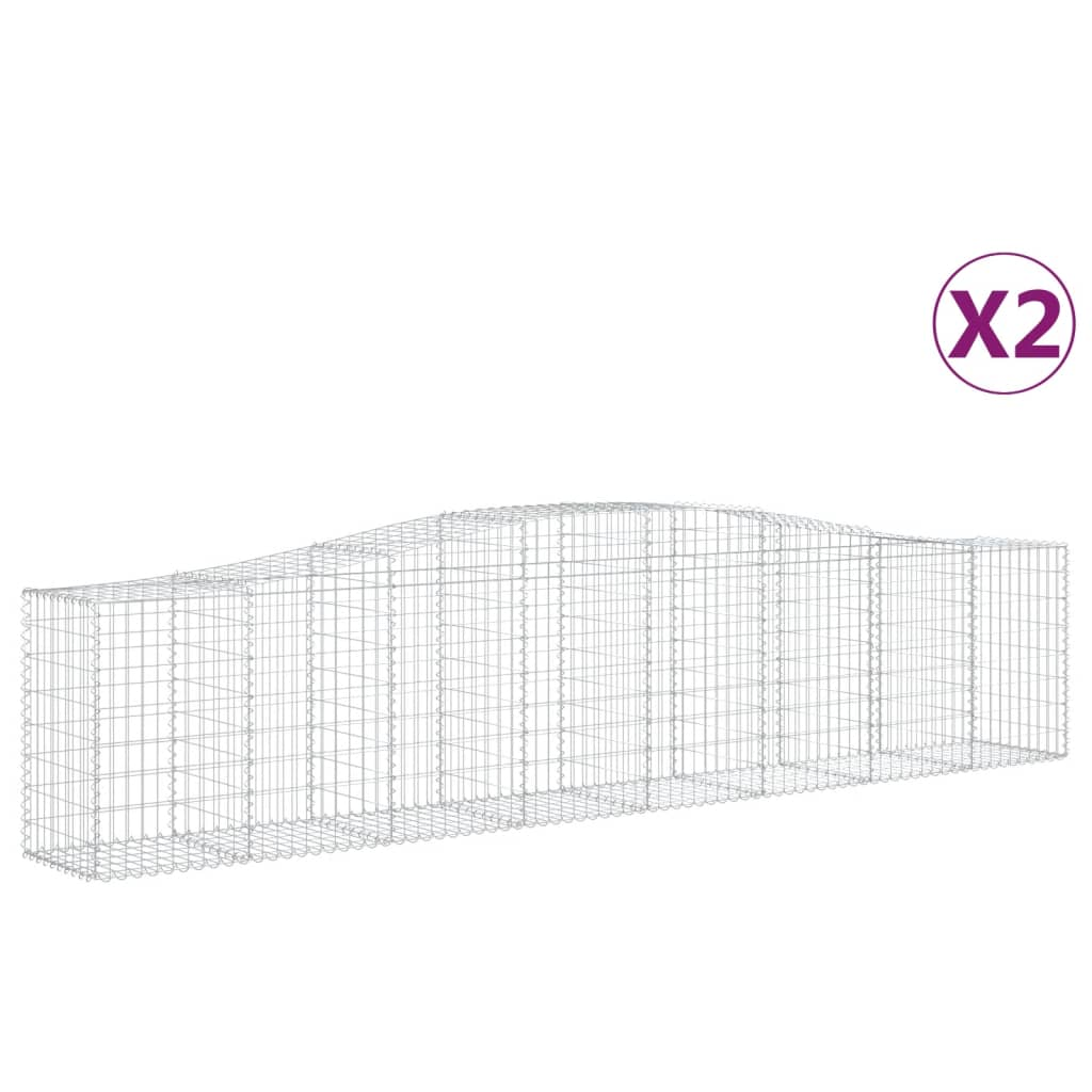 2 db íves horganyzott vas gabion kosár 400x50x80/100 cm (3145943)