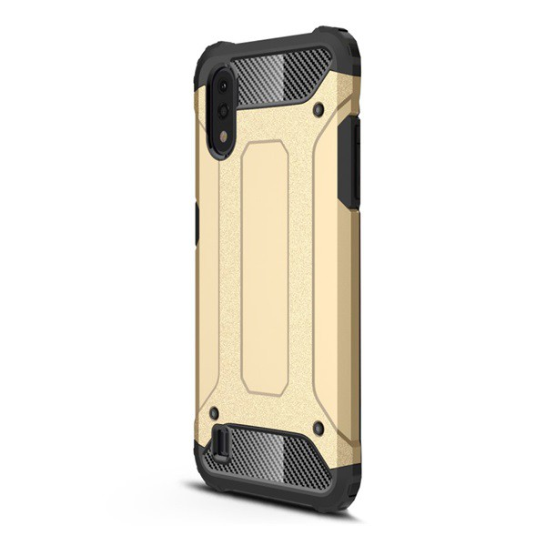 Defender műanyag telefonvédő (közepesen ütésálló, légpárnás sarok, szilikon belső, fémhatás) ARANY [Samsung Galaxy A01 (SM-A015F)] (5996457933150)