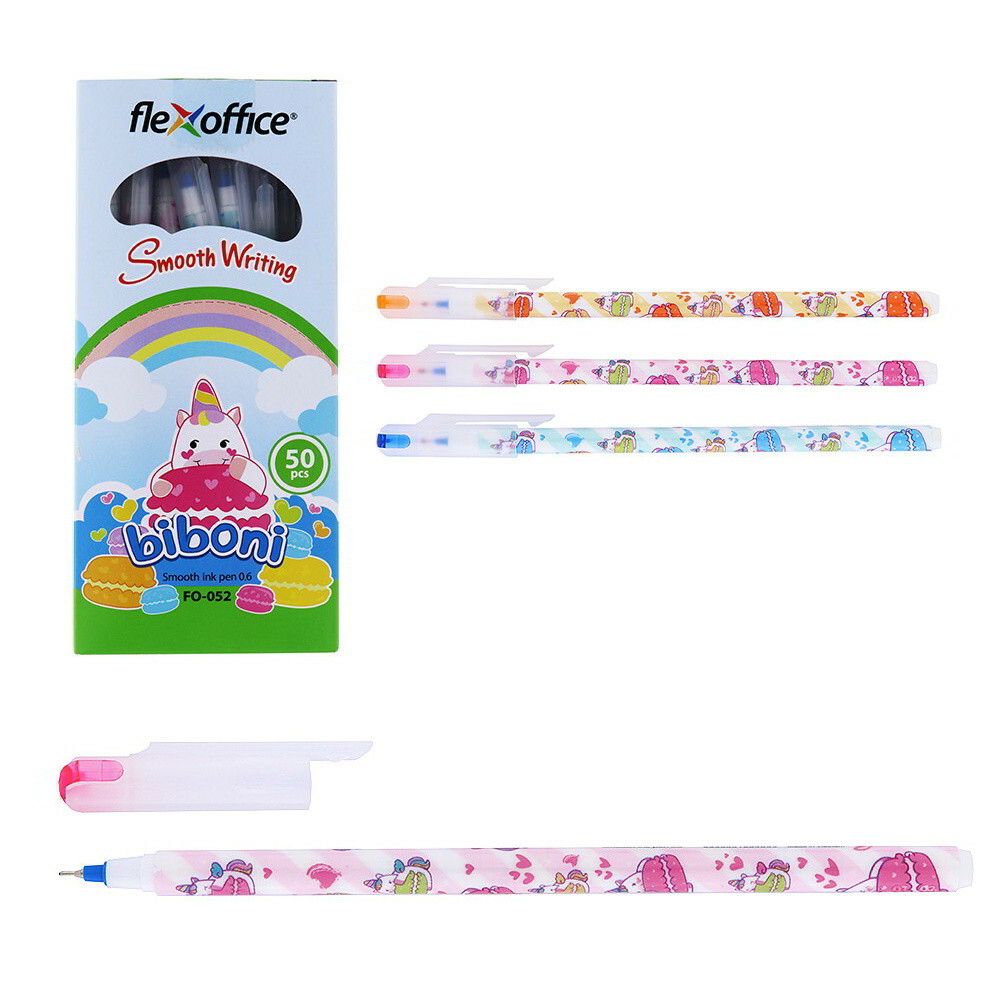Flexoffice Biboni Kupakos golyóstoll - 0.3 mm / Kék (50db) (FO-052)